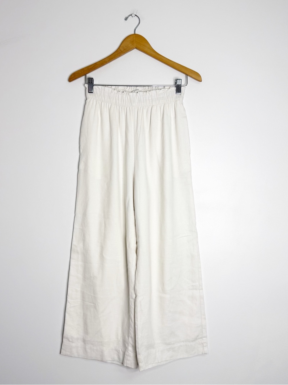 Abercrombie & Fitch White Linen Blend Pull On Wide Leg Pants Size Small